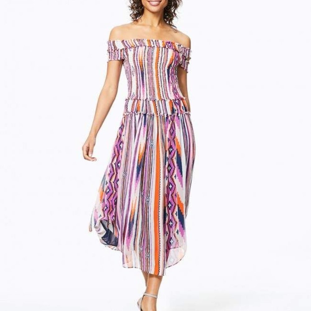 Ramy Brook Mandee Off the shoulder Silk Dress NWT